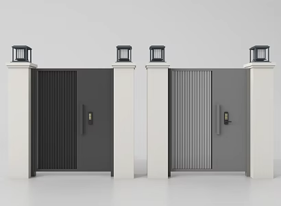 Modern patio door wrought iron door garden door 3d model