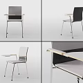 Gray Black Office Chair With Metal Frame Armrests And Foldable Desk