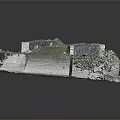 Ancient Stone Bridge Scene Model With Grass Covered Ground Stone Walls And Lush Vegetation