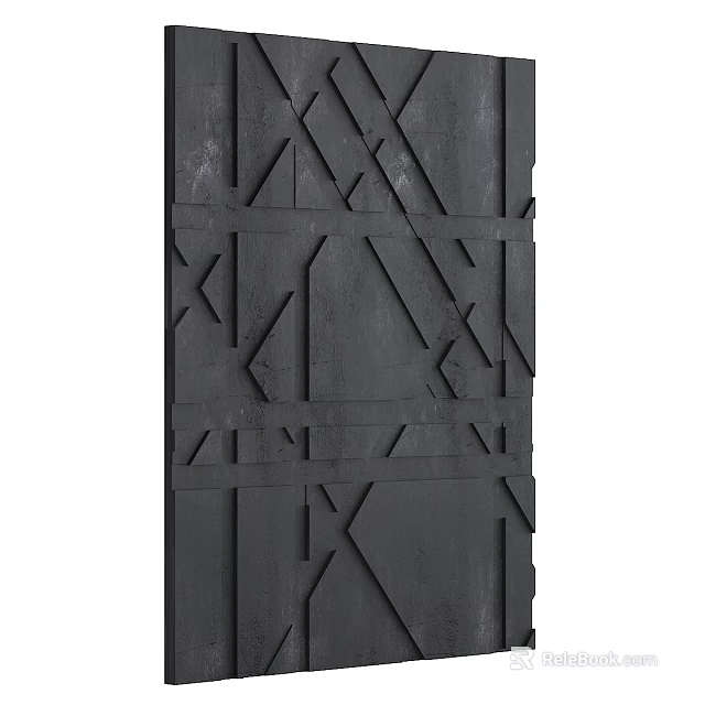Black Concrete Background Wall With Modern Geometric Patterns And 3D Textured Design 3d model 