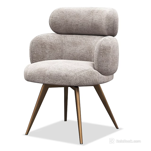 Modern Fabric Accent Chair with Soft Cushion and Gold Metal Legs for Living Room Decor 3d model 