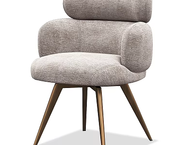 Modern Fabric Accent Chair with Soft Cushion and Gold Metal Legs for Living Room Decor 3d model