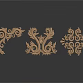 Elegant Golden Decorative Carvings With Intricate Scroll Patterns On Black Background 3d model