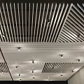 Black White Striped Ceiling Design With Downlights Spotlights And Modern Grille