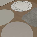 Modern Round Rugs with White Beige and Black Line Pattern on Wooden Floor