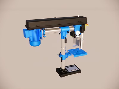 Blue Industrial Drill Press With Motorized Stand Stable Worktable And Base 3d model