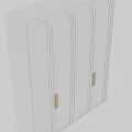 Stylish White Cabinet Doors Featuring Vertical Stripes and Polished Brass Handles
