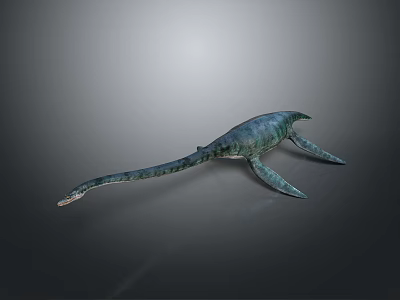 Realistic Aquatic Reptile Model With Long Neck Blue Green Body And Fins 3d model