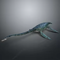 Realistic Aquatic Reptile Model With Long Neck Blue Green Body And Fins
