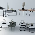 Elegant Modern Coffee Tables With Various Designs Marble Tops And Metal Frames 3d model