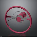 Classic Pink Car Steering Wheel With Silver Accents Automotive Component