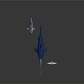 Aquatic Animal Blue Swordfish 3D Model With Long Bill And Dorsal Fin Features