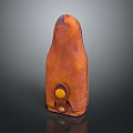 Handcrafted Brown Leather Pouch With Yellow Button Closure And Stitched Edges 3d model