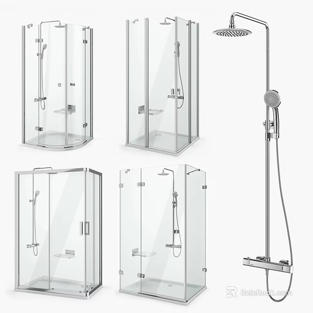 Modern Shower Sauna Enclosure Designs With Glass Doors And Shower Heads Fixtures 3d model 