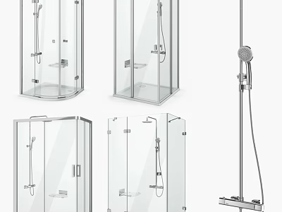 Modern Shower Sauna Enclosure Designs With Glass Doors And Shower Heads Fixtures 3d model