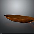 Traditional Red Canoe with Wooden Texture Long Narrow Design for Water Transportation