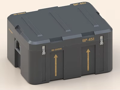Black Durable Storage Box With GP451 Label Upward Arrows And Hard Shell Design 3d model