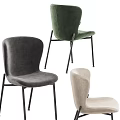 Velvet Upholstered Leisure Chairs Green Gray Beige Colors With Black Metal Legs Modern Design