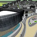Modern Commercial Street With Planned Layout Pedestrian Walkways And Waterfront Green Spaces