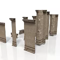 Ancient Stone Pillars With Intricate Carvings And Classical Architectural Designs 3d model