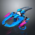 Futuristic Blue Mechanical Robot With Pink Accents And Sharp Bladed Appendages