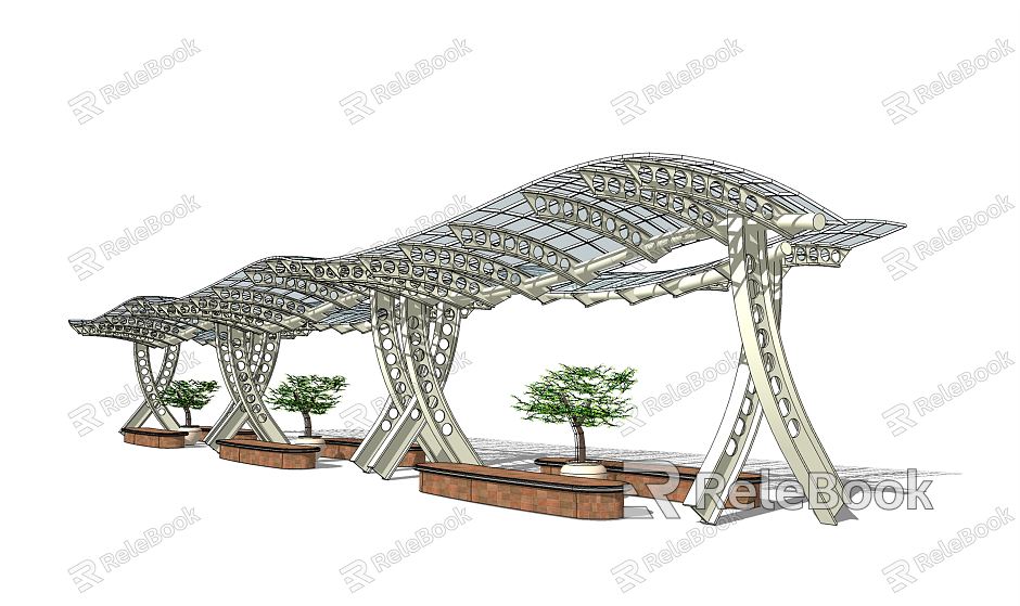 Modern Corridor Frame Corridor Special-shaped Frame Rest Frame Flower Frame Gazebo Structure model