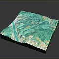 3D Topographic Landscape Model With Green Vegetation Yellow Terrain And Blue River