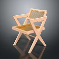 Light Wood Lounge Chair with Wooden Frame Mesh Seat Backrest and Cross Legs