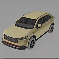 Beige Modern SUV Car With Front Grille Black Wheels And Reflection On Dark Background