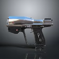 Modern Silver Metallic Pistol With Black Grip Trigger And Sleek Design 3d model