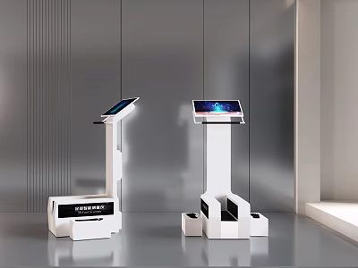 Smart Machines For Self Service With Two Devices And Digital Screens In Modern Interior 3d model