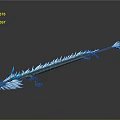 Frost Dragon Themed Long Staff Weapon With Icy Blue Crystal Details