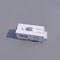 Modern White Functional Trailer Design With Wheels Ladder And Side Window 3d model