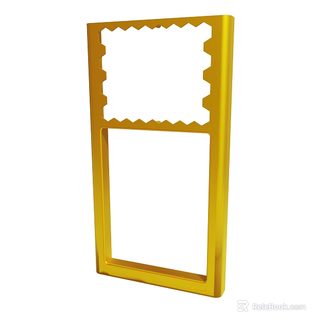 Sturdy Yellow Metal Frame Structure With Serrated Top And Rectangular Opening 3d model 