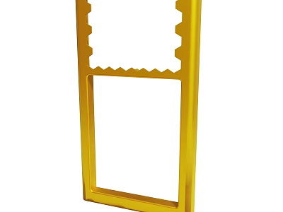 Sturdy Yellow Metal Frame Structure With Serrated Top And Rectangular Opening 3d model