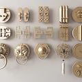 Golden Metal Handles With Assorted Decorative Designs And Intricate Shapes For Cabinet Furniture