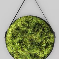 Two Round Green Moss Wall Decor Hanging On Gray Background 3d model