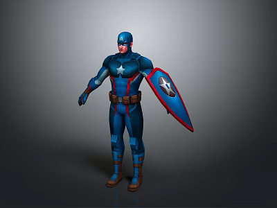 Man Wearing Blue Uniform With Helmet and Star Shield in Standing Pose 3d model