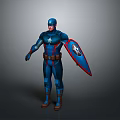 Man Wearing Blue Uniform With Helmet and Star Shield in Standing Pose