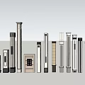 Various Decorative Columns With Classical And Modern Design Elements For Architecture 3d model