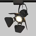 Modern Black Metal Downlight Spotlight With Adjustable Barn Doors And Illuminated Bulb
