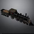 Vintage Black Steam Train Model With Cargo Carriage Carrying Wooden Logs