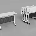 Foldable Modern Conference Table With White Tabletop Black Mesh Structure And Wheels 3d model