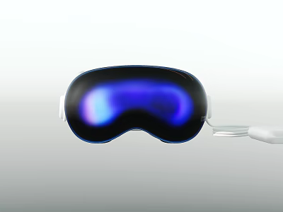 Electric Toy Eye Mask With Blue Light Up Lenses And White Cable Design 3d model