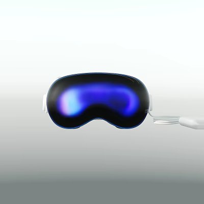 Electric Toy Eye Mask With Blue Light Up Lenses And White Cable Design 3d model