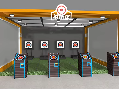 Indoor Archery Sports Range With Targets And Equipment For Fitness Training 3d model