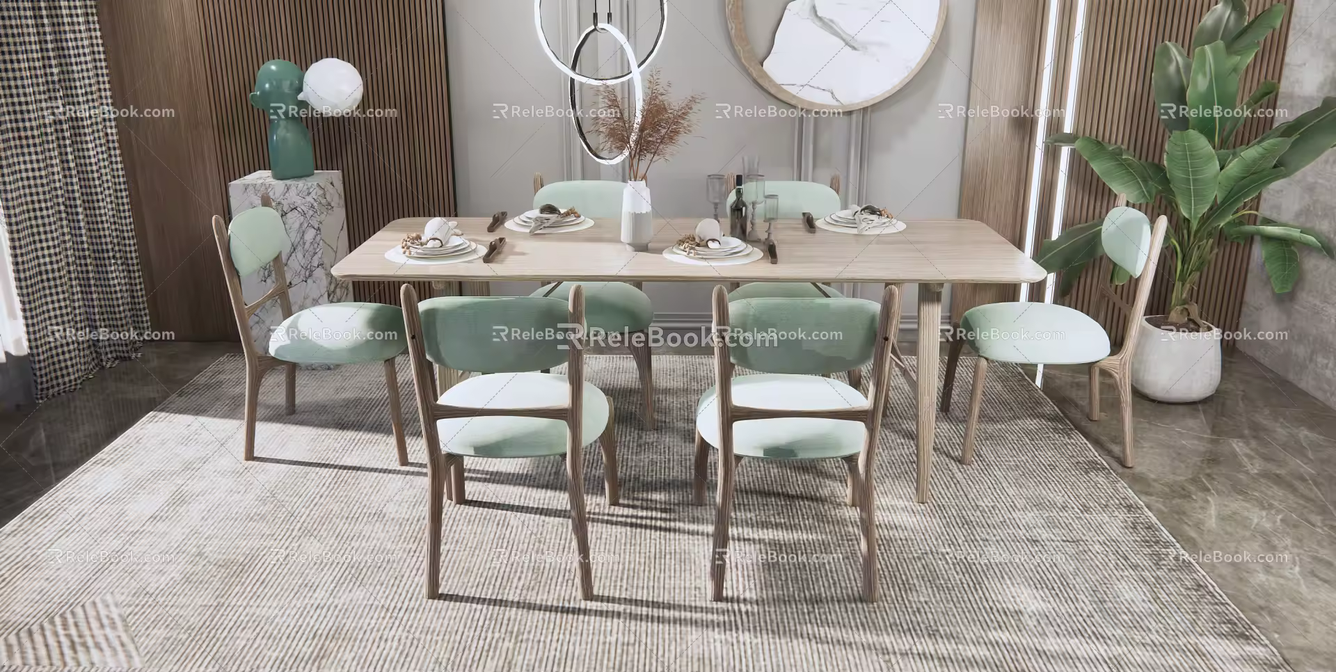 Modern Dining Table and Chair Combination Dining Table and Chair 3d model