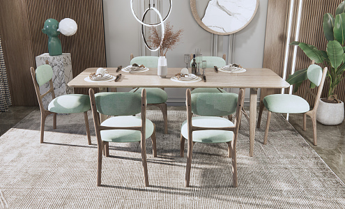 Modern Dining Table and Chair Combination Dining Table and Chair 3d model