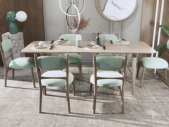 Modern Dining Table and Chair Combination Dining Table and Chair 3d model