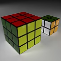 Rubik's Cube 3D Render With Red Blue White Faces And Black Borders